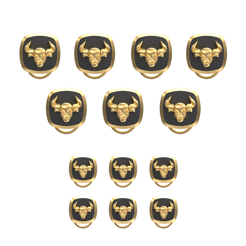 Taurus Zodiac, Constellation Button set with 18kt Gold Plating & Enamel on Brass.