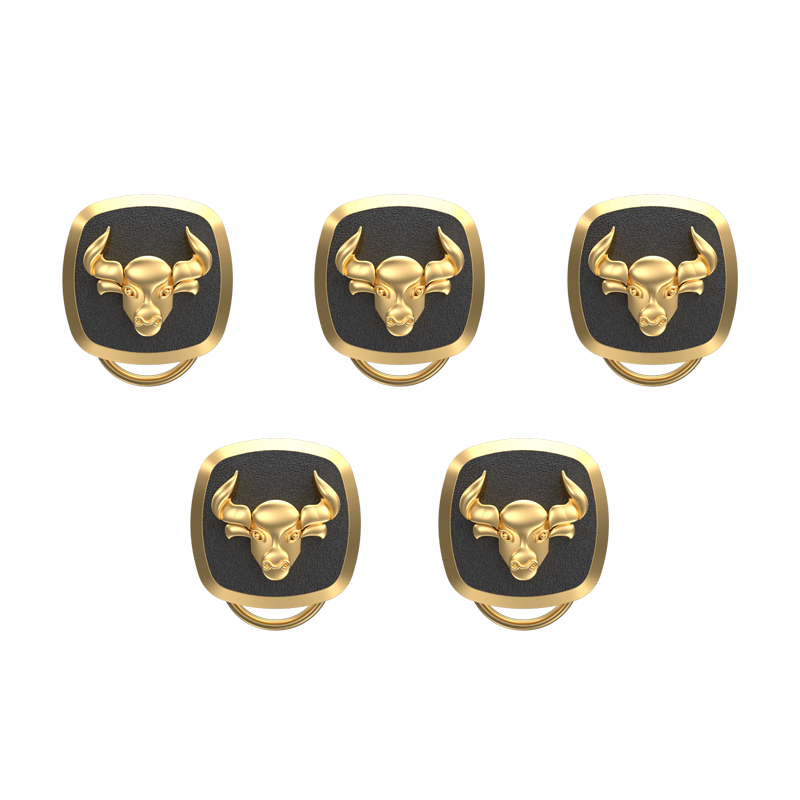 Taurus Zodiac, Constellation Button set with 18kt Gold Plating & Enamel on Brass.