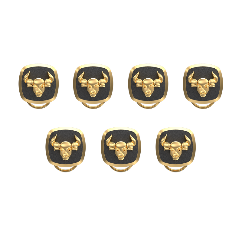 Taurus Zodiac, Constellation Button set with 18kt Gold Plating & Enamel on Brass.