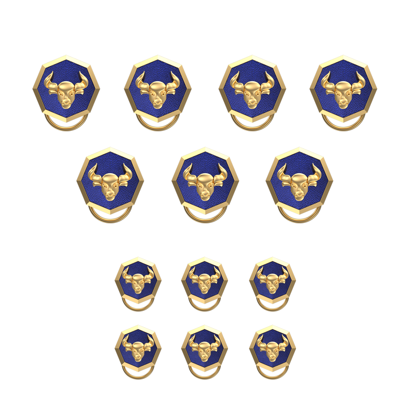 Taurus Zodiac, Constellation Button set with 18kt Gold Plating & Enamel on Brass.