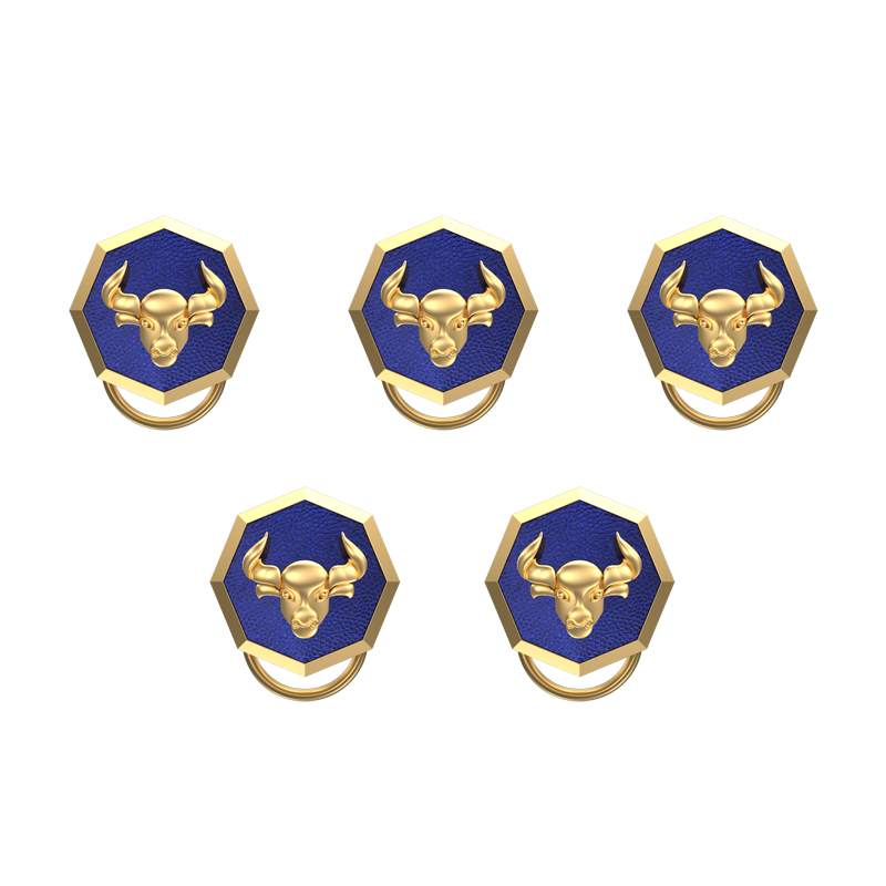 Taurus Zodiac, Constellation Button set with 18kt Gold Plating & Enamel on Brass.