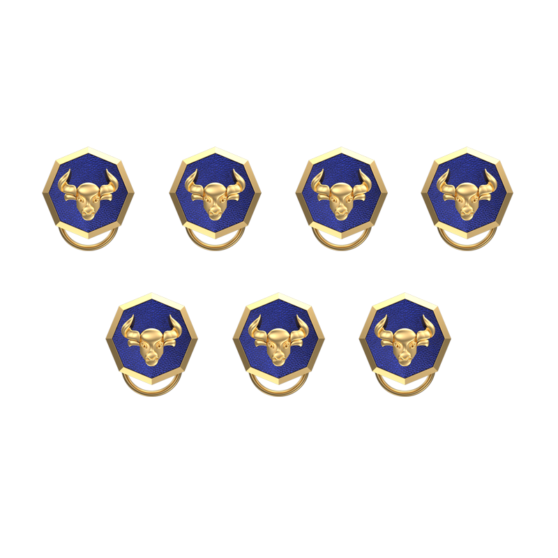 Taurus Zodiac, Constellation Button set with 18kt Gold Plating & Enamel on Brass.