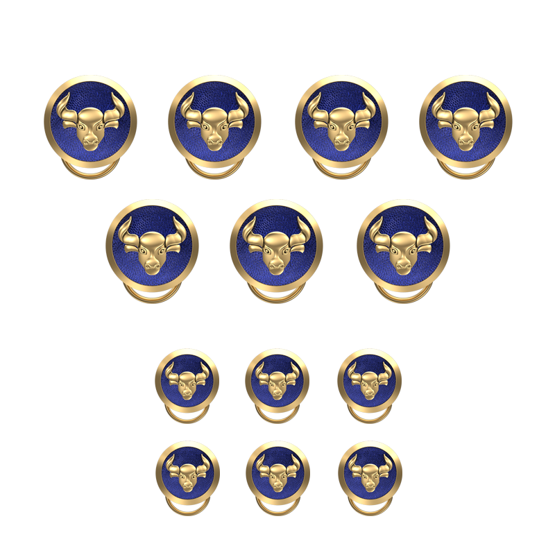 Taurus Zodiac, Constellation Button set with 18kt Gold Plating & Enamel on Brass.