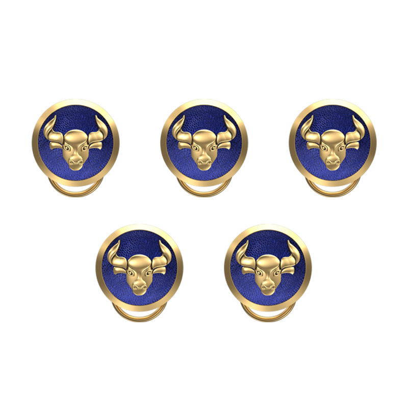 Taurus Zodiac, Constellation Button set with 18kt Gold Plating & Enamel on Brass.