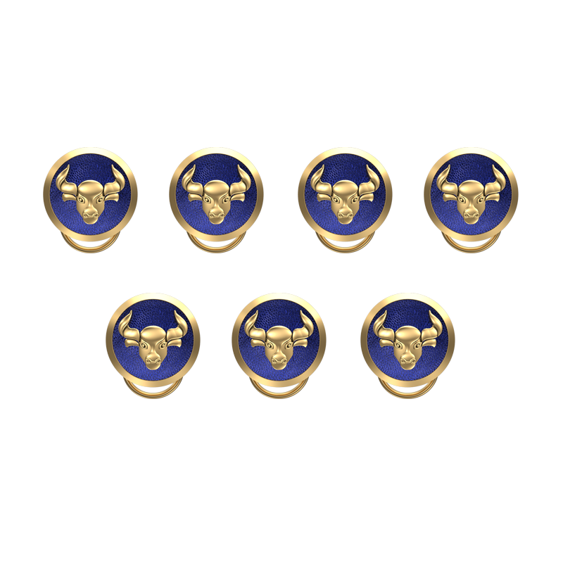 Taurus Zodiac, Constellation Button set with 18kt Gold Plating & Enamel on Brass.