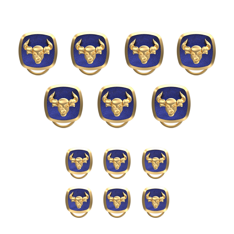 Taurus Zodiac, Constellation Button set with 18kt Gold Plating & Enamel on Brass.