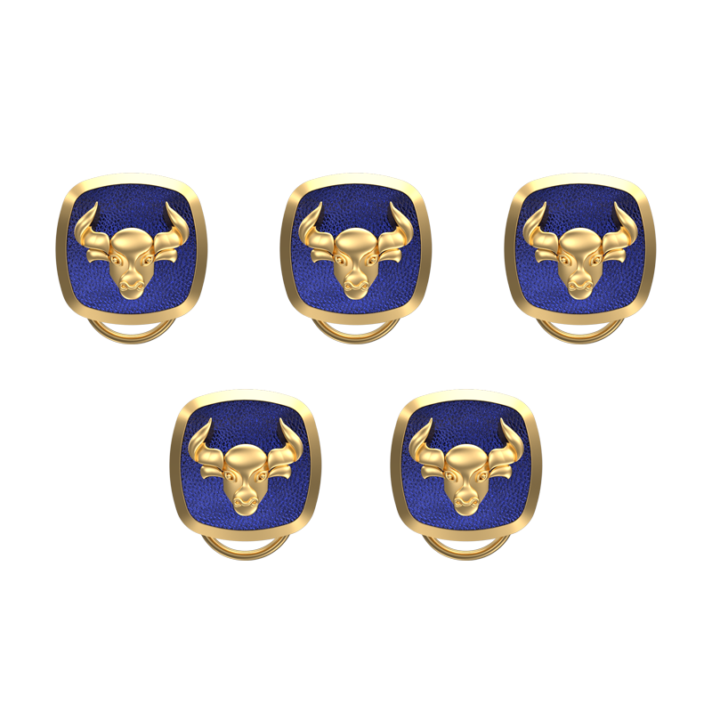 Taurus Zodiac, Constellation Button set with 18kt Gold Plating & Enamel on Brass.