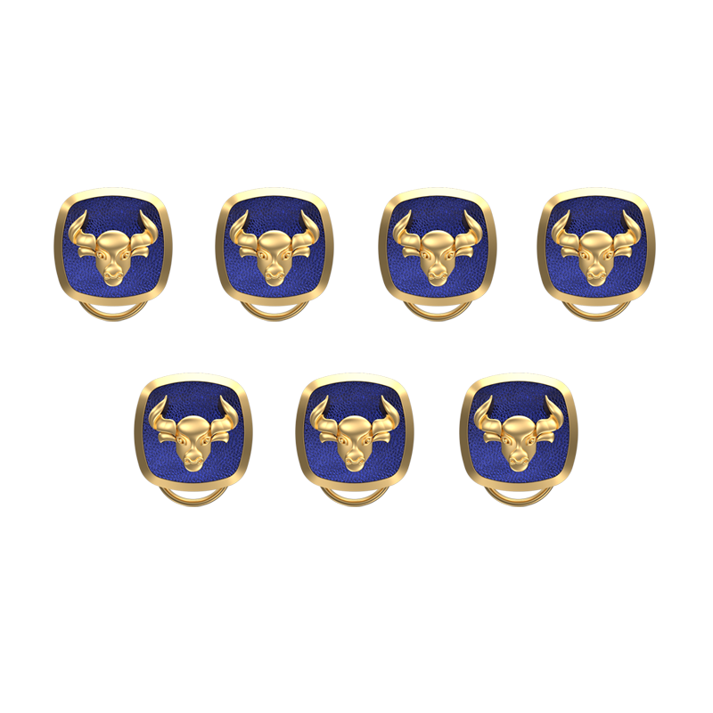 Taurus Zodiac, Constellation Button set with 18kt Gold Plating & Enamel on Brass.