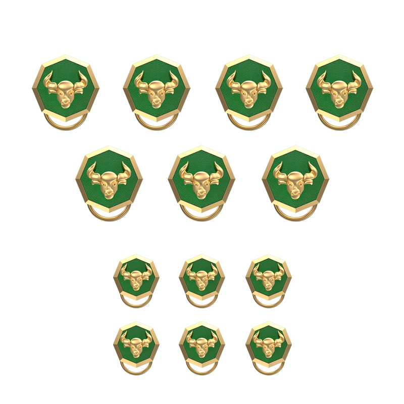 Taurus Zodiac, Constellation Button set with 18kt Gold Plating & Enamel on Brass.