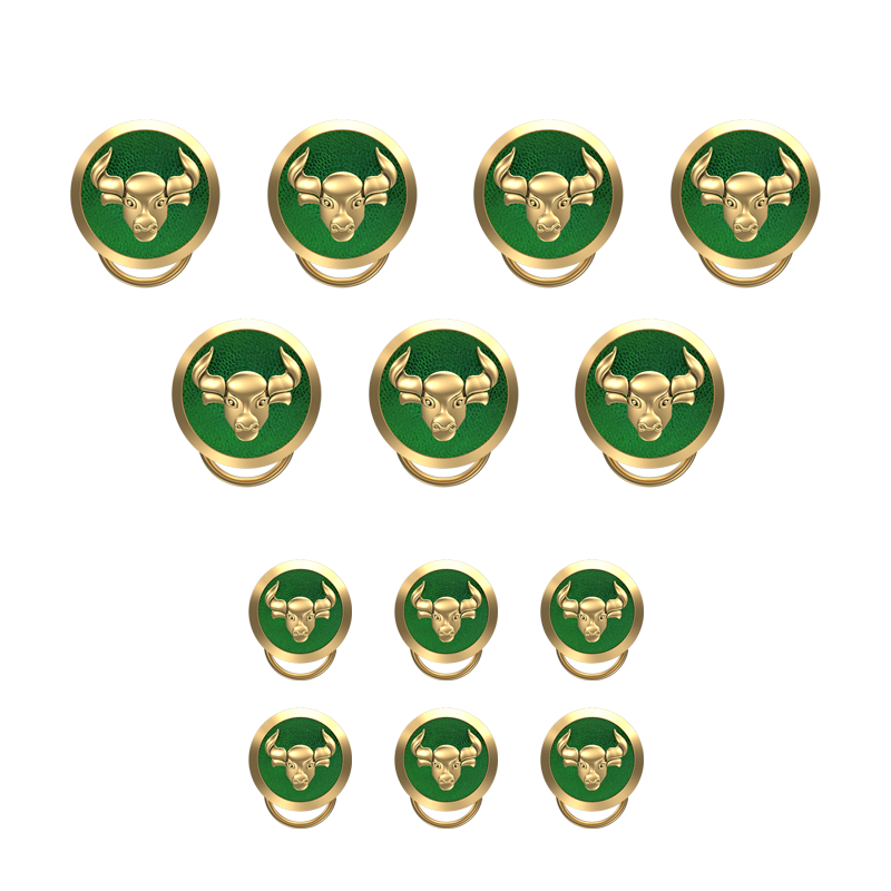 Taurus Zodiac, Constellation Button set with 18kt Gold Plating & Enamel on Brass.