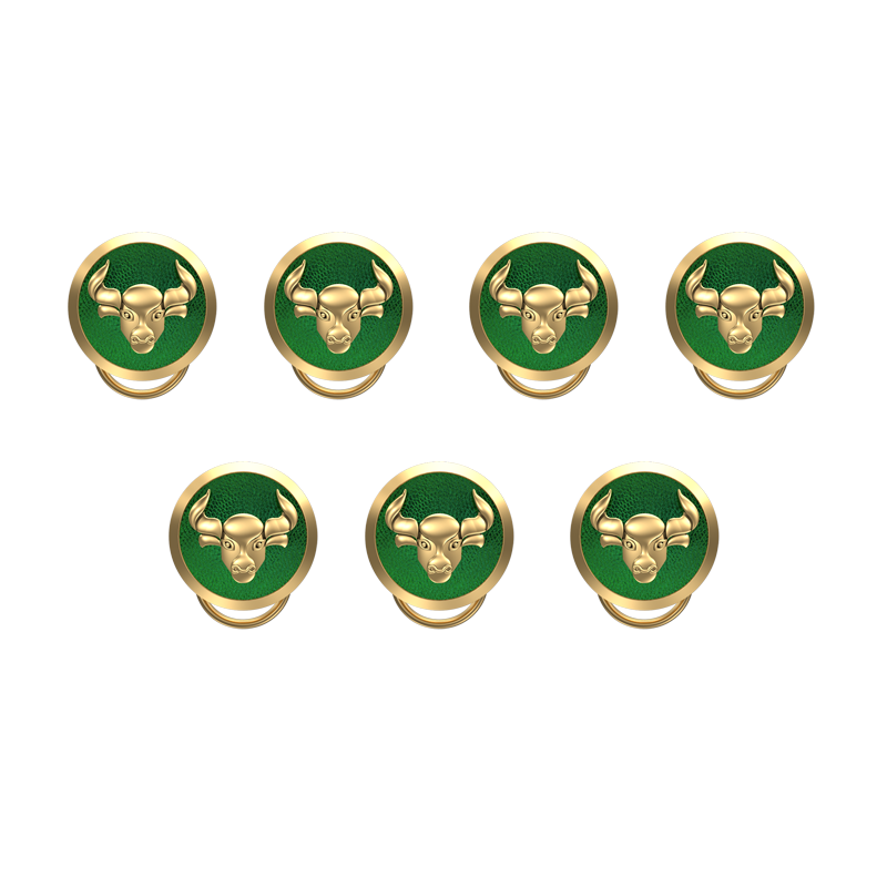 Taurus Zodiac, Constellation Button set with 18kt Gold Plating & Enamel on Brass.