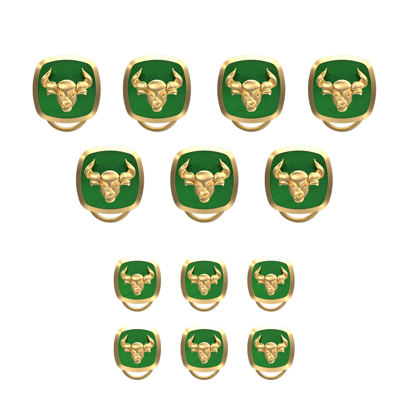 Taurus Zodiac, Constellation Button set with 18kt Gold Plating & Enamel on Brass.