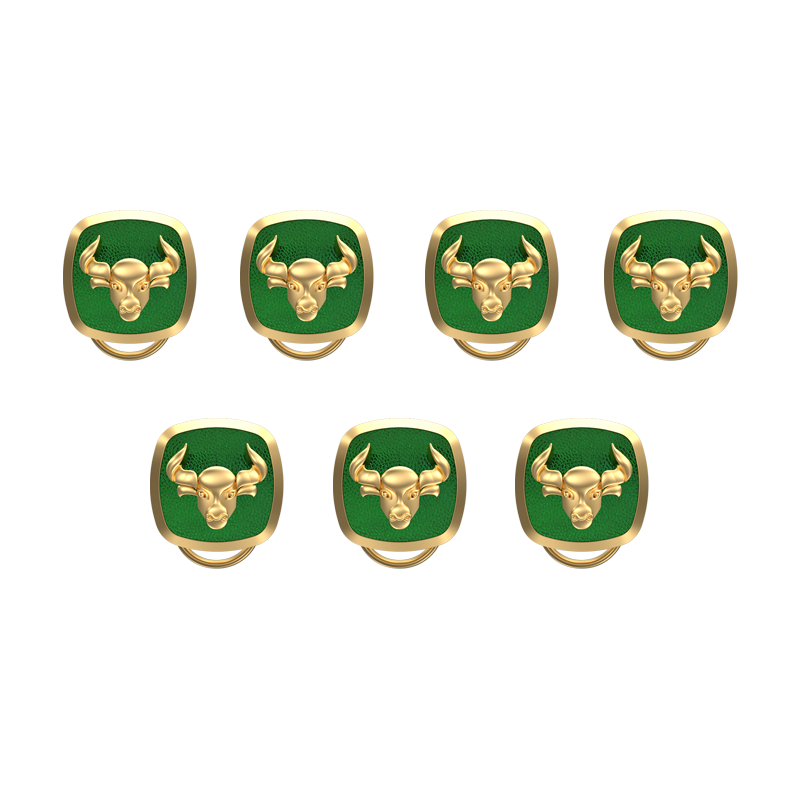 Taurus Zodiac, Constellation Button set with 18kt Gold Plating & Enamel on Brass.