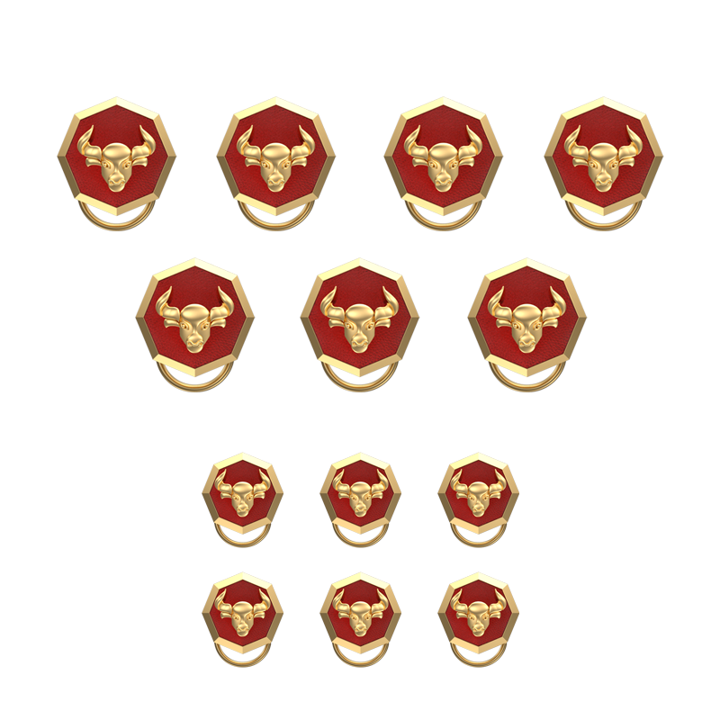 Taurus Zodiac, Constellation Button set with 18kt Gold Plating & Enamel on Brass.