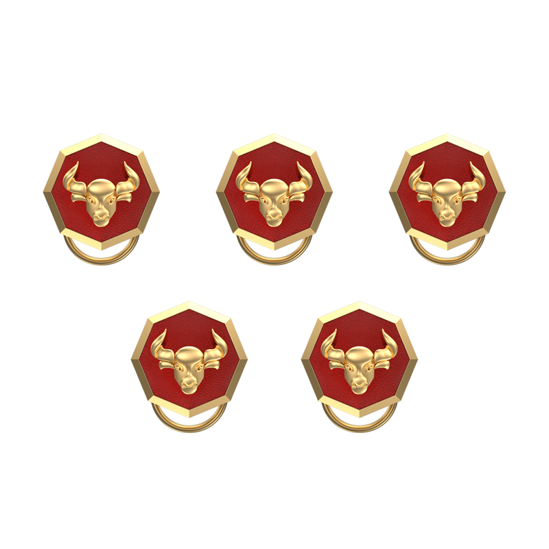 Taurus Zodiac, Constellation Button set with 18kt Gold Plating & Enamel on Brass.