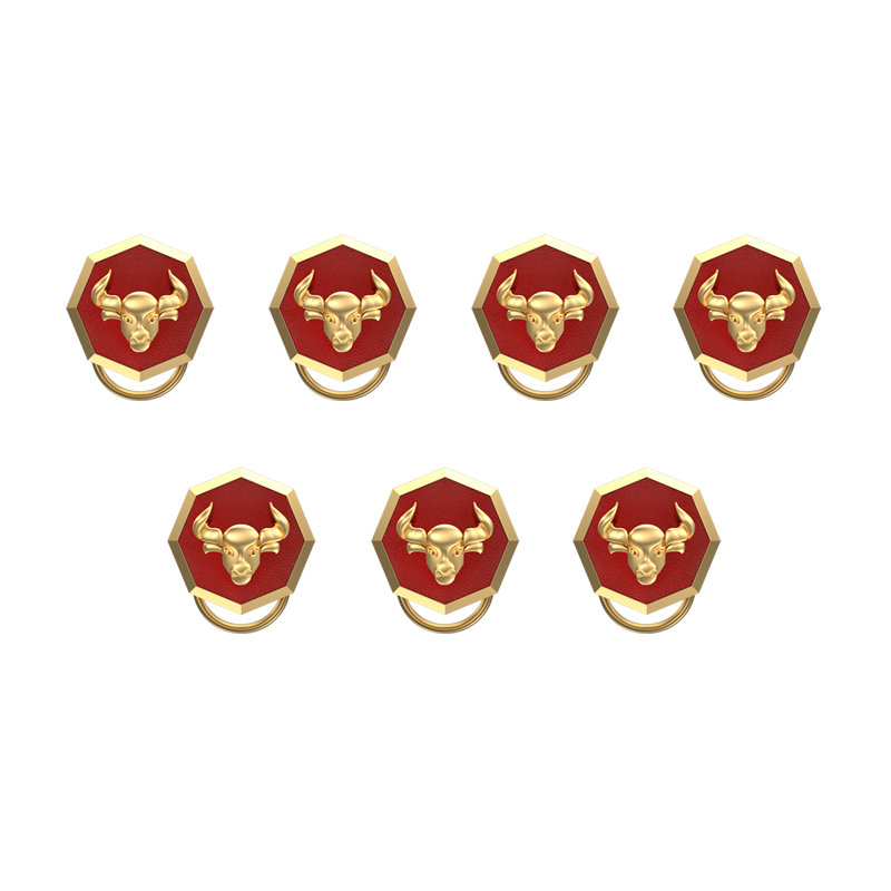 Taurus Zodiac, Constellation Button set with 18kt Gold Plating & Enamel on Brass.