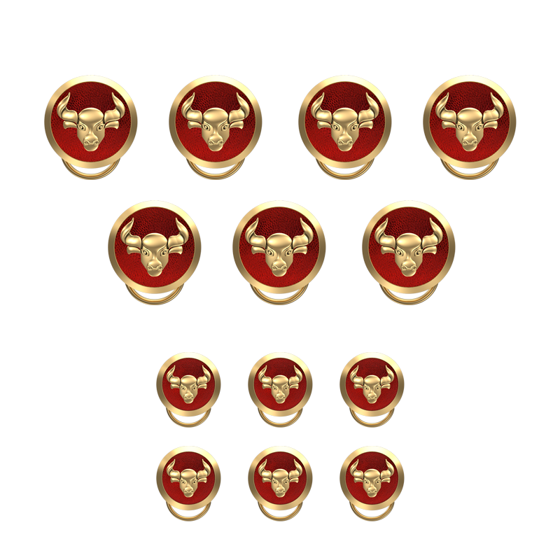 Taurus Zodiac, Constellation Button set with 18kt Gold Plating & Enamel on Brass.