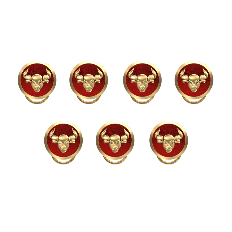 Taurus Zodiac, Constellation Button set with 18kt Gold Plating & Enamel on Brass.