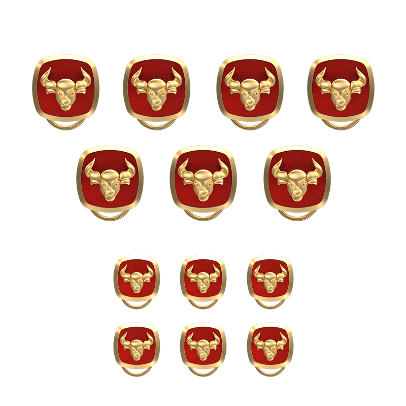 Taurus Zodiac, Constellation Button set with 18kt Gold Plating & Enamel on Brass.