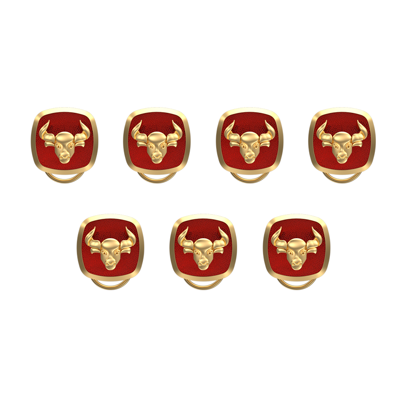 Taurus Zodiac, Constellation Button set with 18kt Gold Plating & Enamel on Brass.