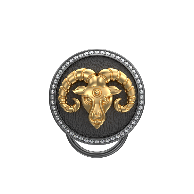 Aries Zodiac Luxe, Constellation Button set with CZ Diamonds, 18kt Gold & Black Ruthenium plating on Brass.