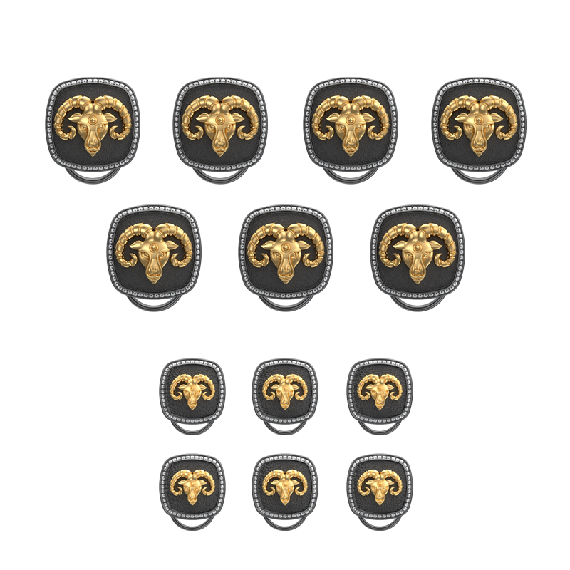 Aries Zodiac Luxe, Constellation Button set with CZ Diamonds, 18kt Gold & Black Ruthenium plating on Brass.