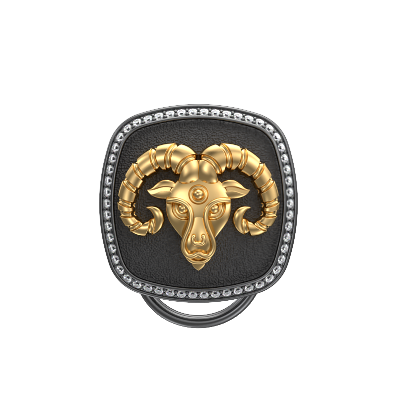 Aries Zodiac Luxe, Constellation Button set with CZ Diamonds, 18kt Gold & Black Ruthenium plating on Brass.