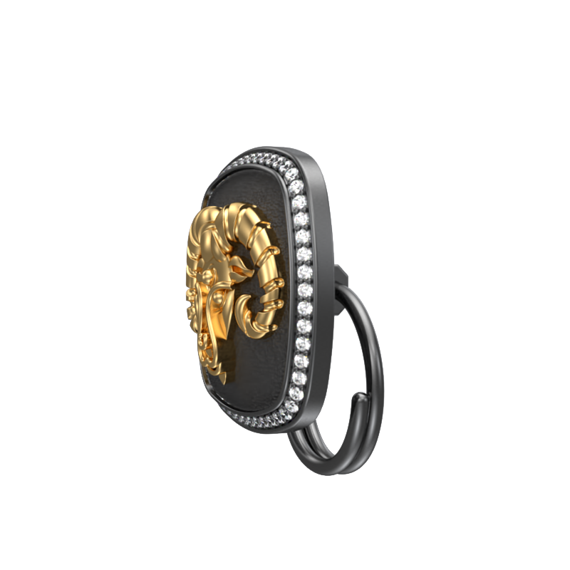 Aries Zodiac Luxe, Constellation Button set with CZ Diamonds, 18kt Gold & Black Ruthenium plating on Brass.