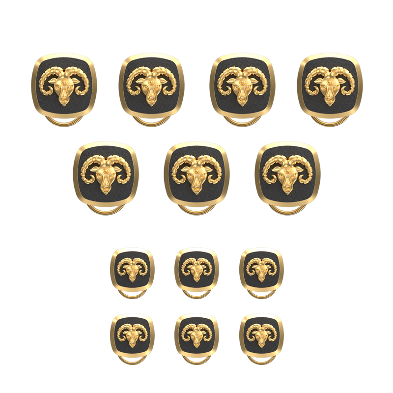 Aries Zodiac, Constellation Button set with 18kt Gold & Black Ruthenium Plating on Brass.