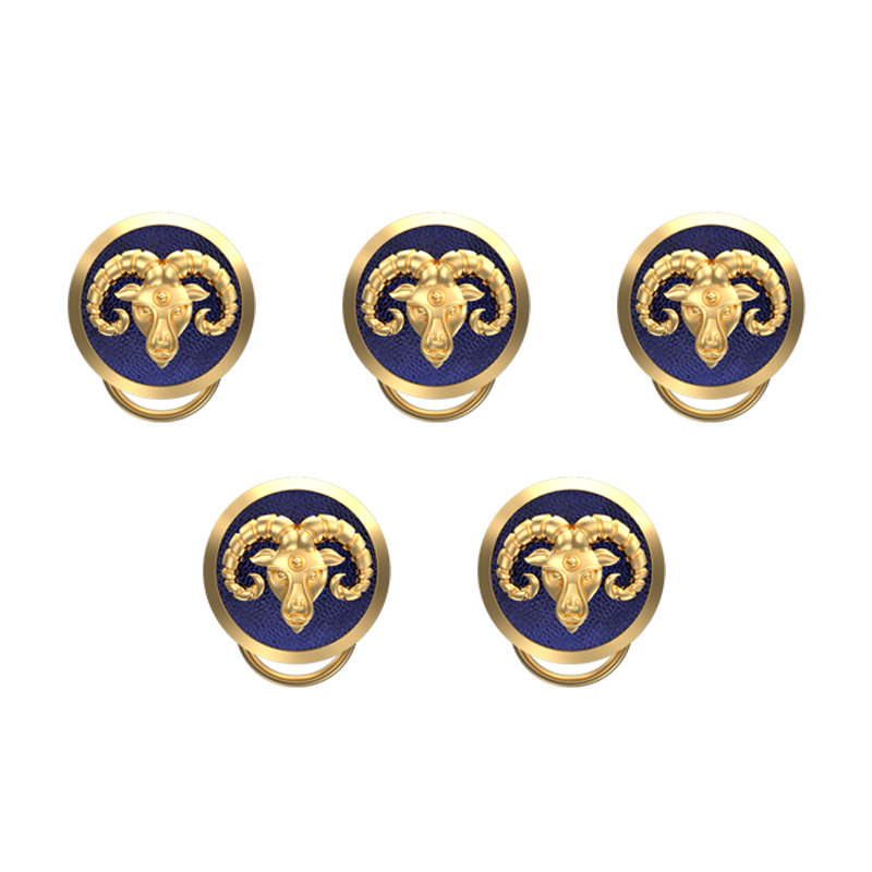 Aries Zodiac, Constellation Button set with 18kt Gold & Black Ruthenium Plating on Brass.