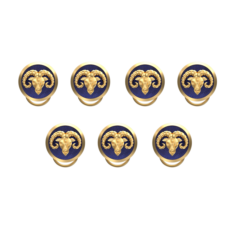 Aries Zodiac, Constellation Button set with 18kt Gold & Black Ruthenium Plating on Brass.