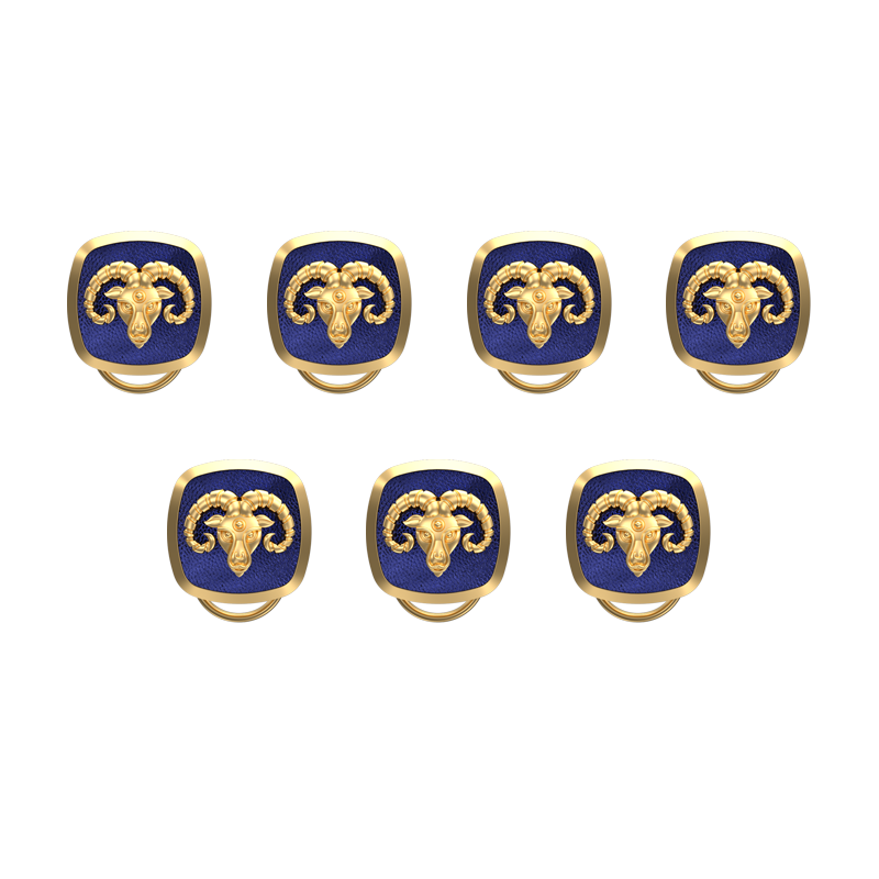 Aries Zodiac, Constellation Button set with 18kt Gold & Black Ruthenium Plating on Brass.