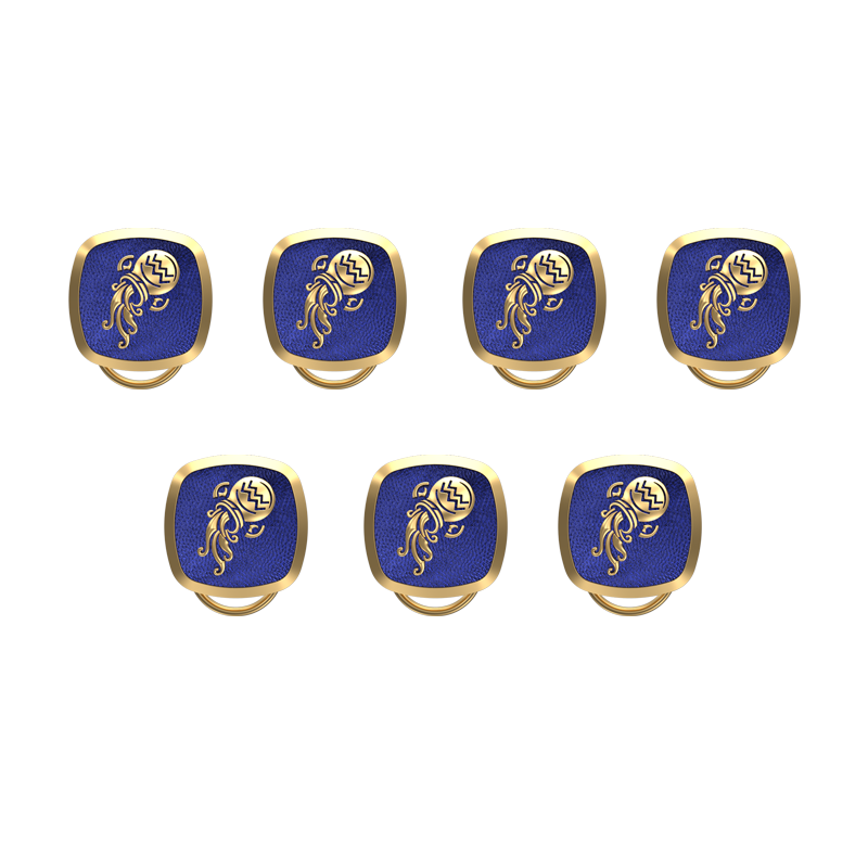 Aquarius Zodiac, Constellation Button set with 18kt Gold & Black Ruthenium Plating  on Brass.