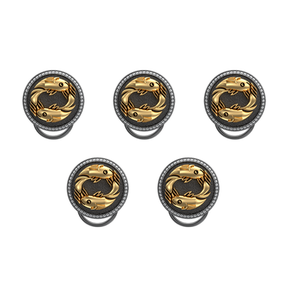 Pisces Zodiac Luxe, Constellation Button set with CZ Diamonds, 18kt Gold & Black Ruthenium plating on Brass.