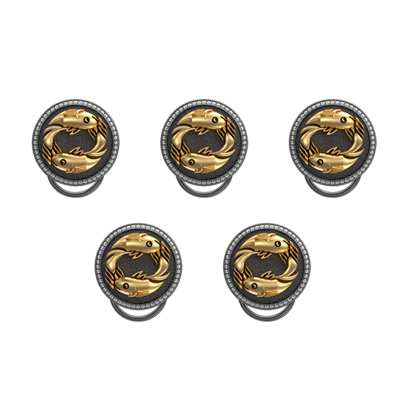 Pisces Zodiac Luxe, Constellation Button set with CZ Diamonds, 18kt Gold & Black Ruthenium plating on Brass.