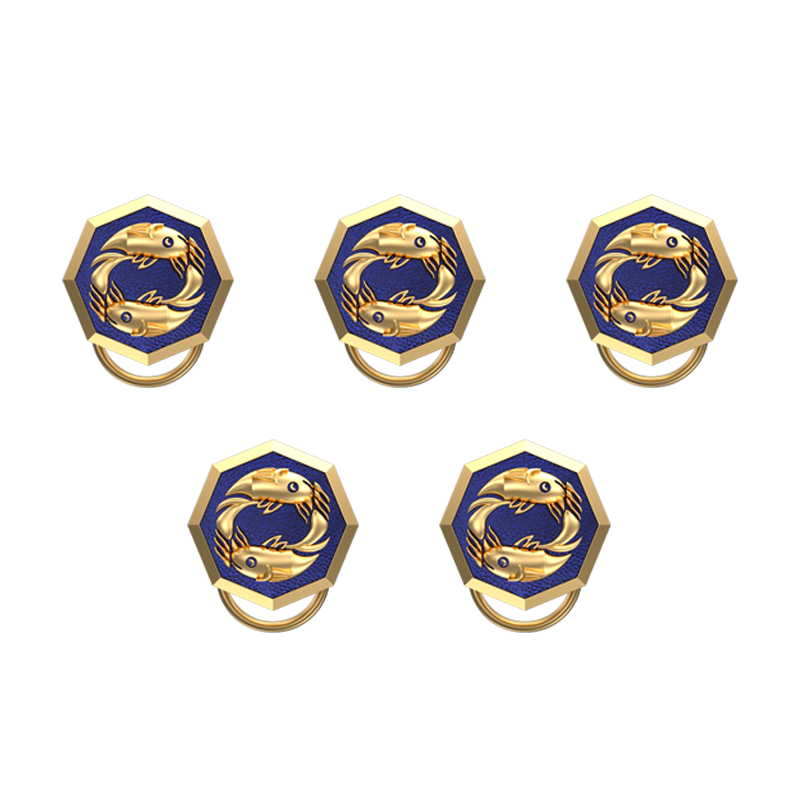 Pisces Zodiac, Constellation Button set with 18kt Gold & Black Ruthenium Plating on Brass.