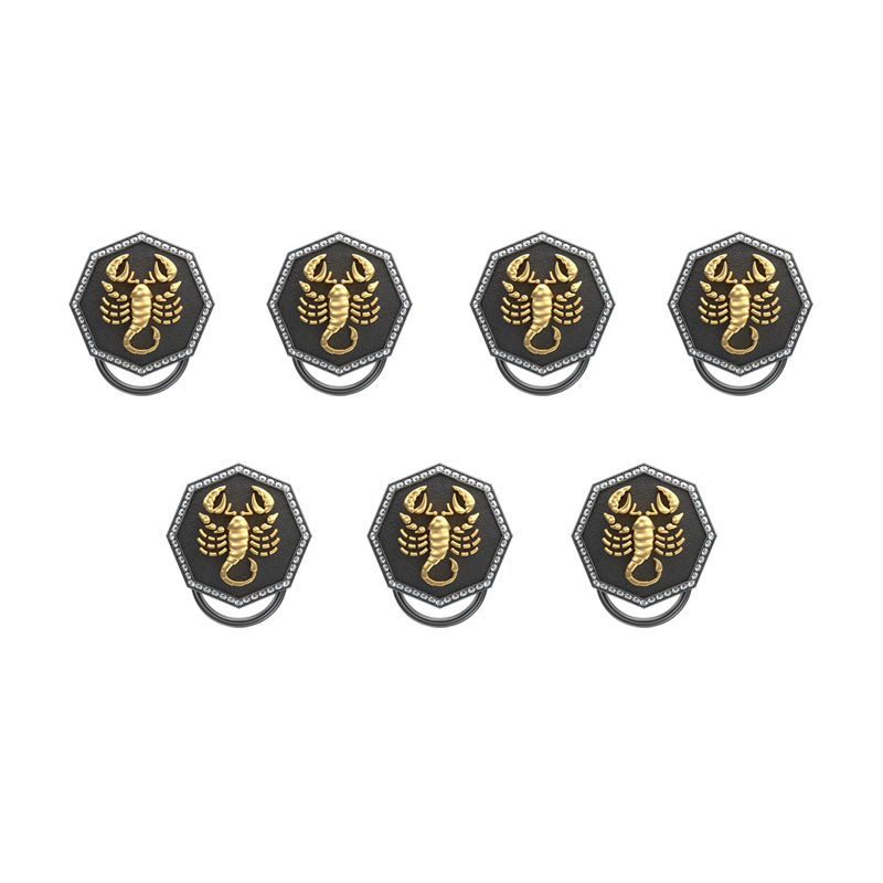 Scorpio Zodiac Luxe, Constellation Button set with CZ Diamonds, 18kt Gold & Black Ruthenium plating on Brass.