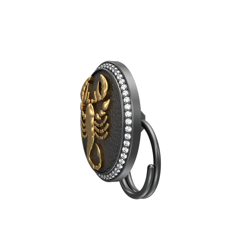 Scorpio Zodiac Luxe, Constellation Button set with CZ Diamonds, 18kt Gold & Black Ruthenium plating on Brass.