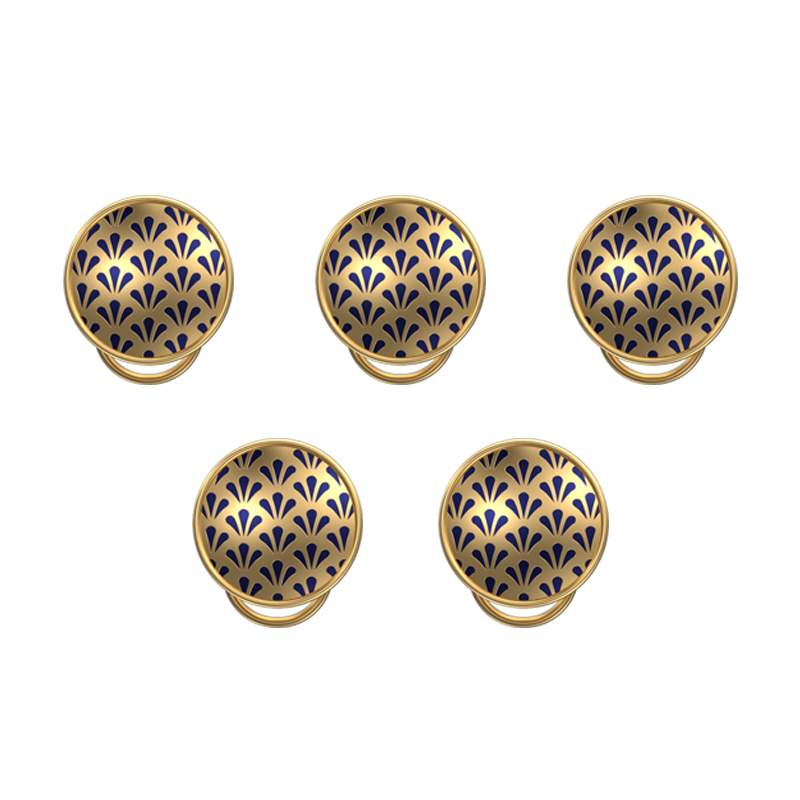 Bloom, Classic Button Set with 18kt Gold Plating and Enamel on Brass.