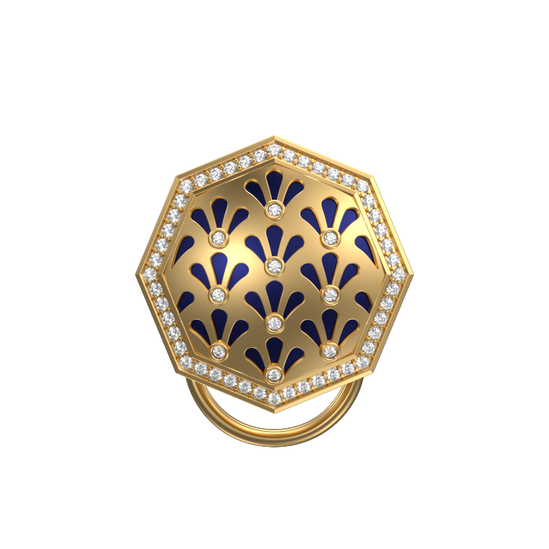 Bloom Luxe, Classic Button Set with CZ Diamonds, 18kt Gold Plating and Enamel on Brass.