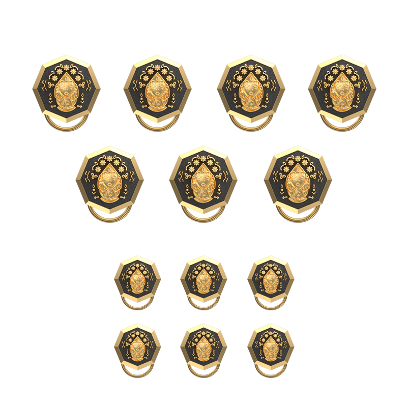 Virgo Zodiac Button set with 18kt Gold & Black Ruthenium Plating on Brass.