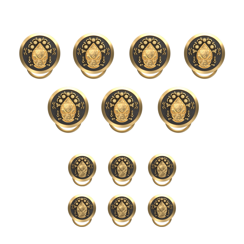 Virgo Zodiac Button set with 18kt Gold & Black Ruthenium Plating on Brass.