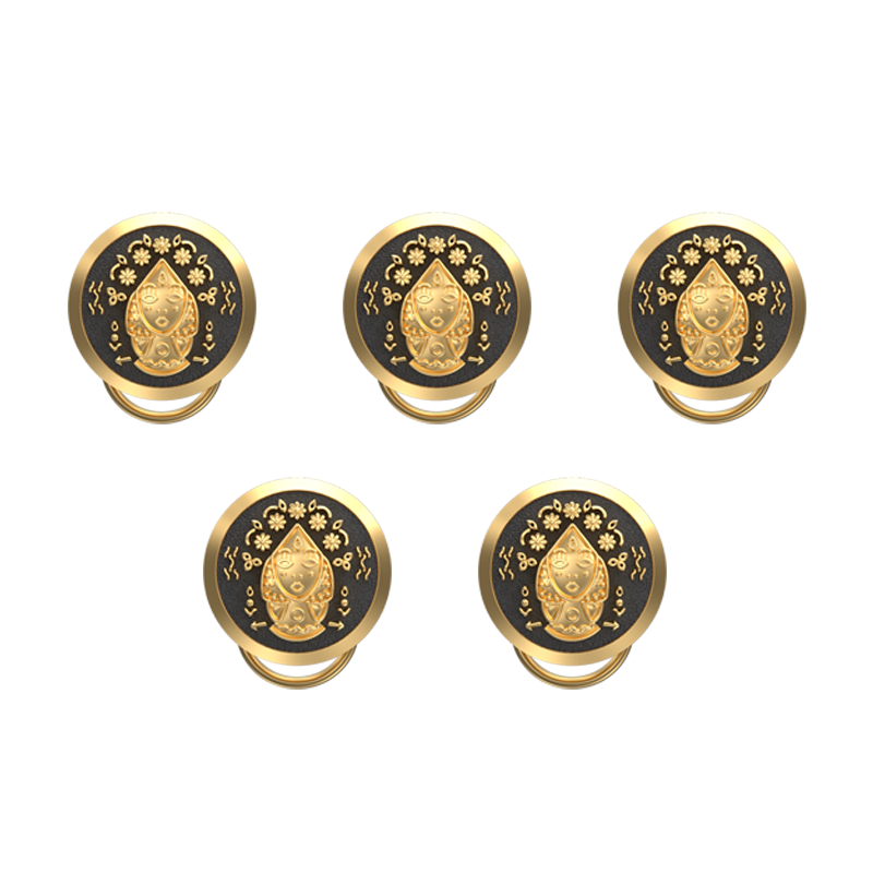 Virgo Zodiac Button set with 18kt Gold & Black Ruthenium Plating on Brass.