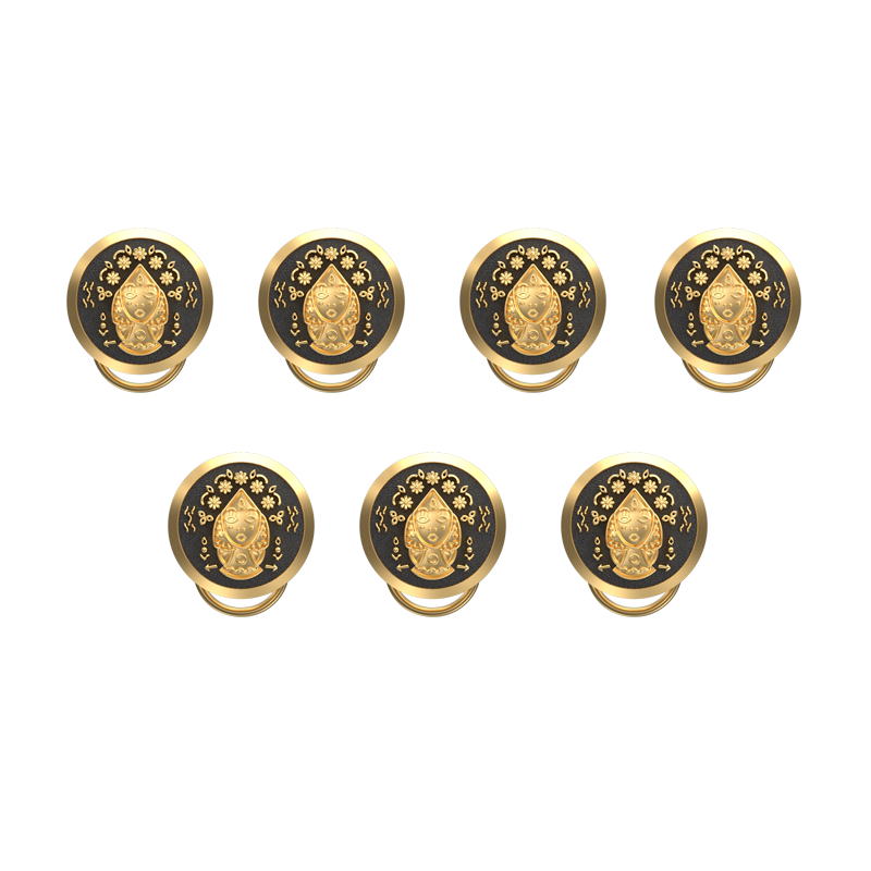 Virgo Zodiac Button set with 18kt Gold & Black Ruthenium Plating on Brass.