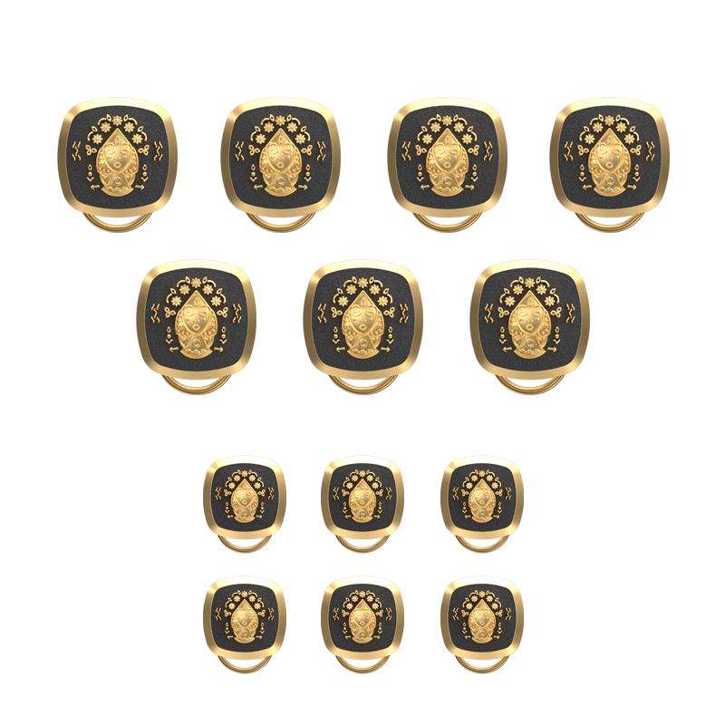 Virgo Zodiac Button set with 18kt Gold & Black Ruthenium Plating on Brass.