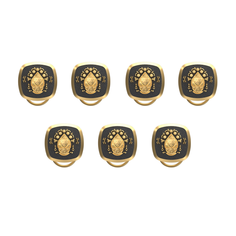 Virgo Zodiac Button set with 18kt Gold & Black Ruthenium Plating on Brass.