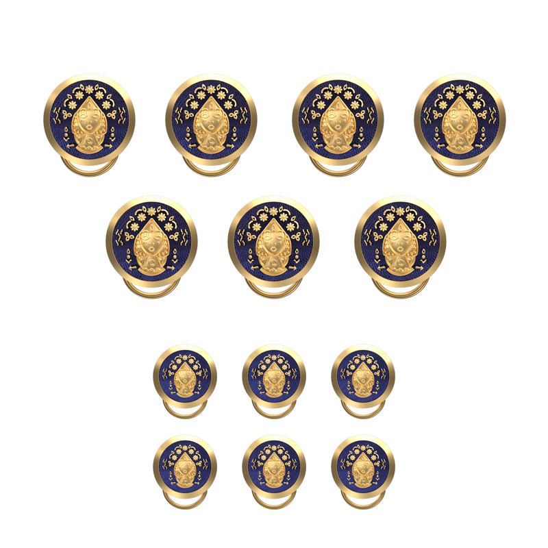 Virgo Zodiac Button set with 18kt Gold & Black Ruthenium Plating on Brass.