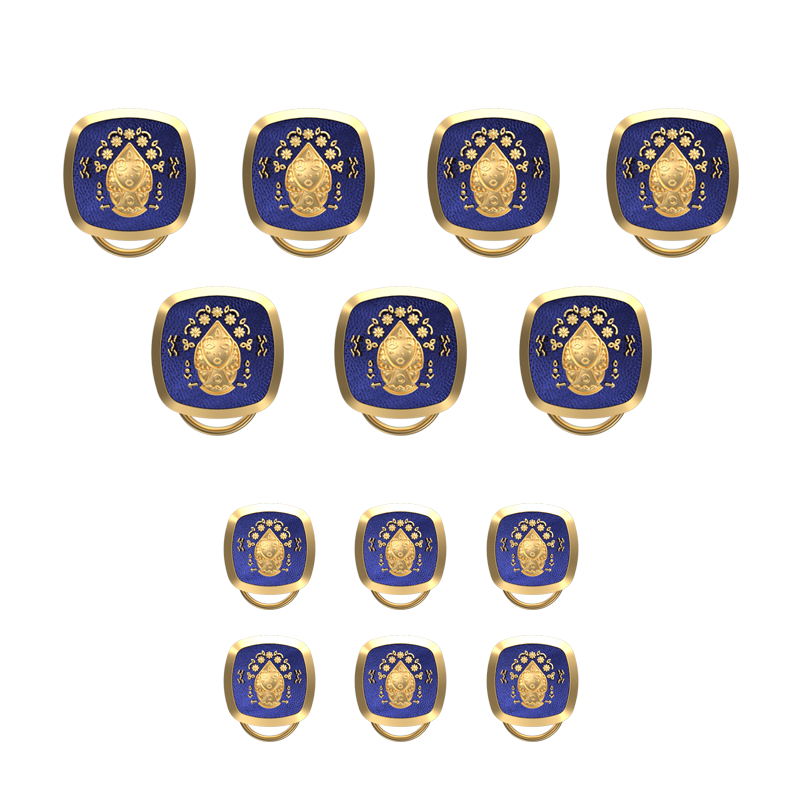 Virgo Zodiac Button set with 18kt Gold & Black Ruthenium Plating on Brass.