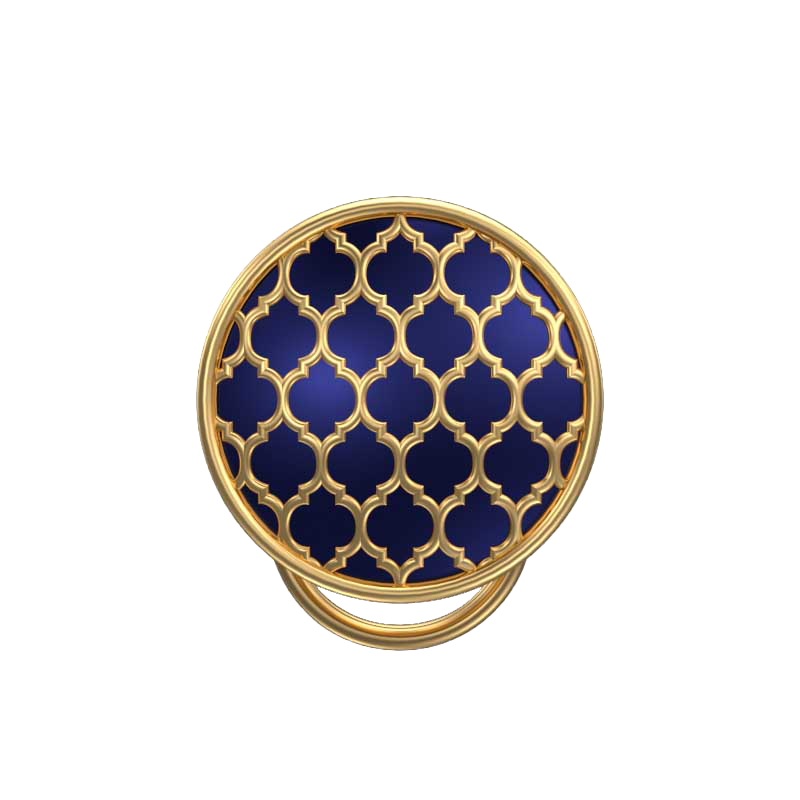 Ornate, Classic Button Set with 18kt Gold Plating and Enamel on Brass.