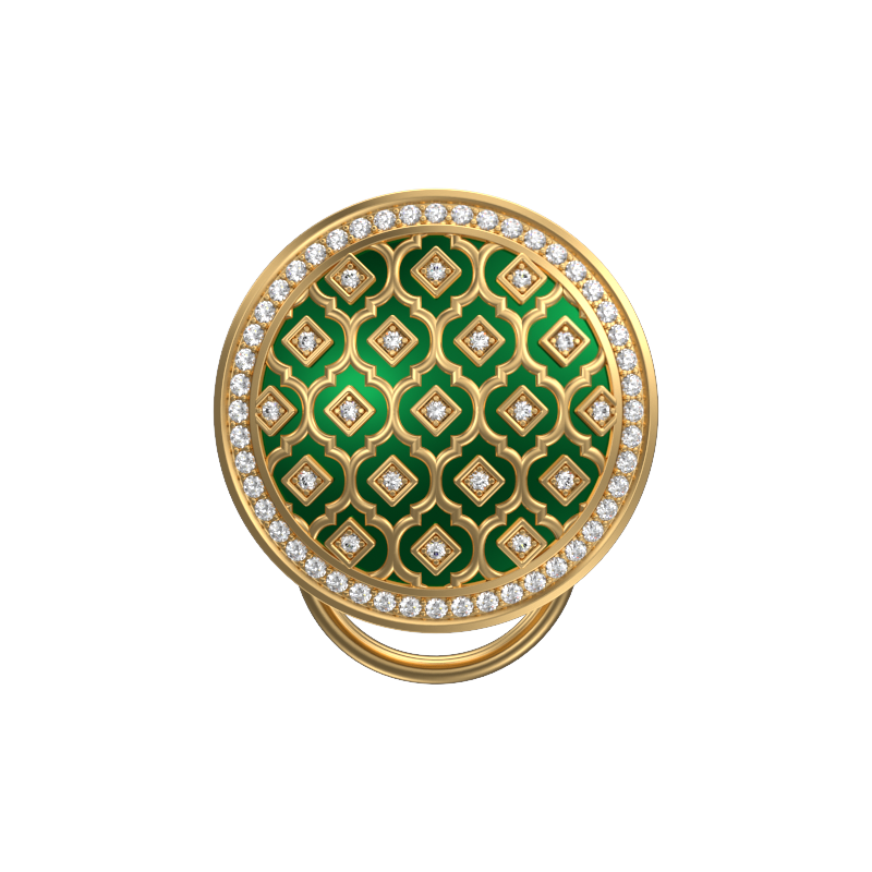 Ornate Luxe, Classic Button Set with CZ Diamonds, 18kt Gold Plating and Enamel on Brass.